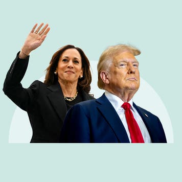 Images of Vice President Kamala Harris and presidential candidate Donald Trump