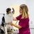 Veterinarian giving an examination to a dog